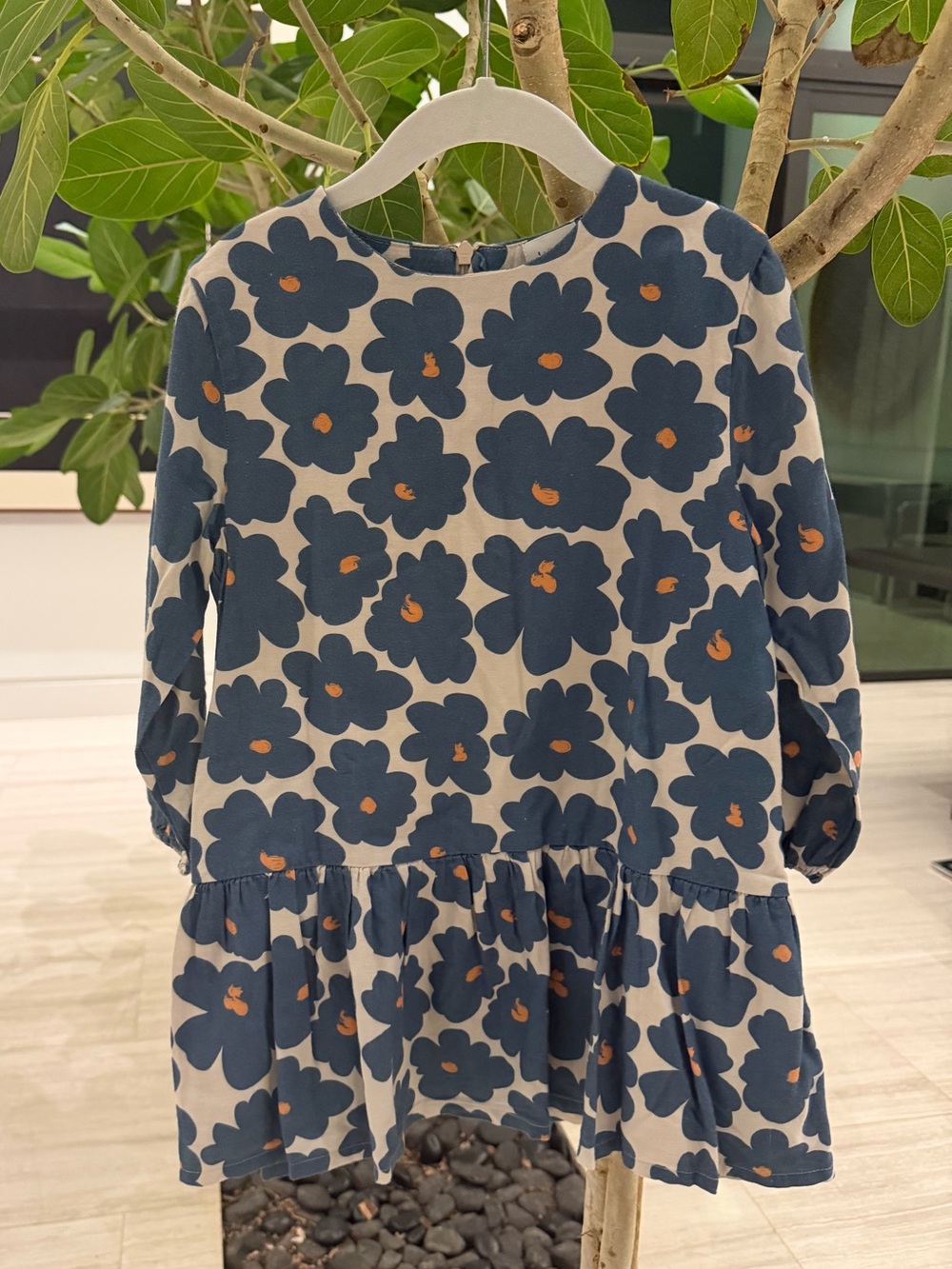 Girls Navy Floral Tiered Casual Dress
